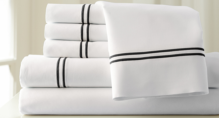 HOTEL EMBROIDERED SHEET SET BLACK